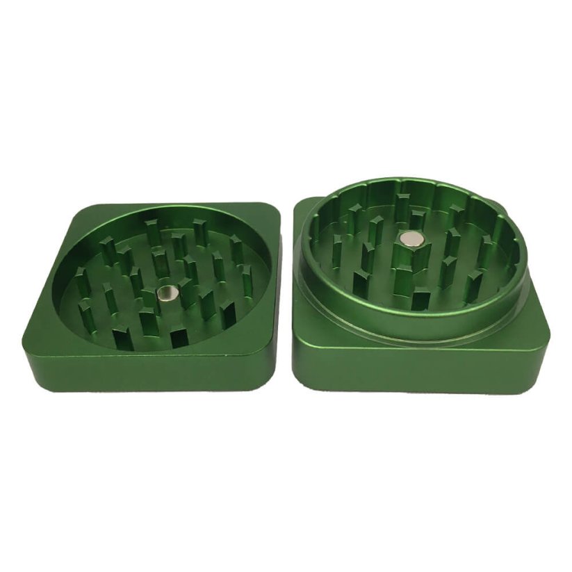 Best Buds Flat Square Aluminium Grinder Grass, 2 dele, 50 mm