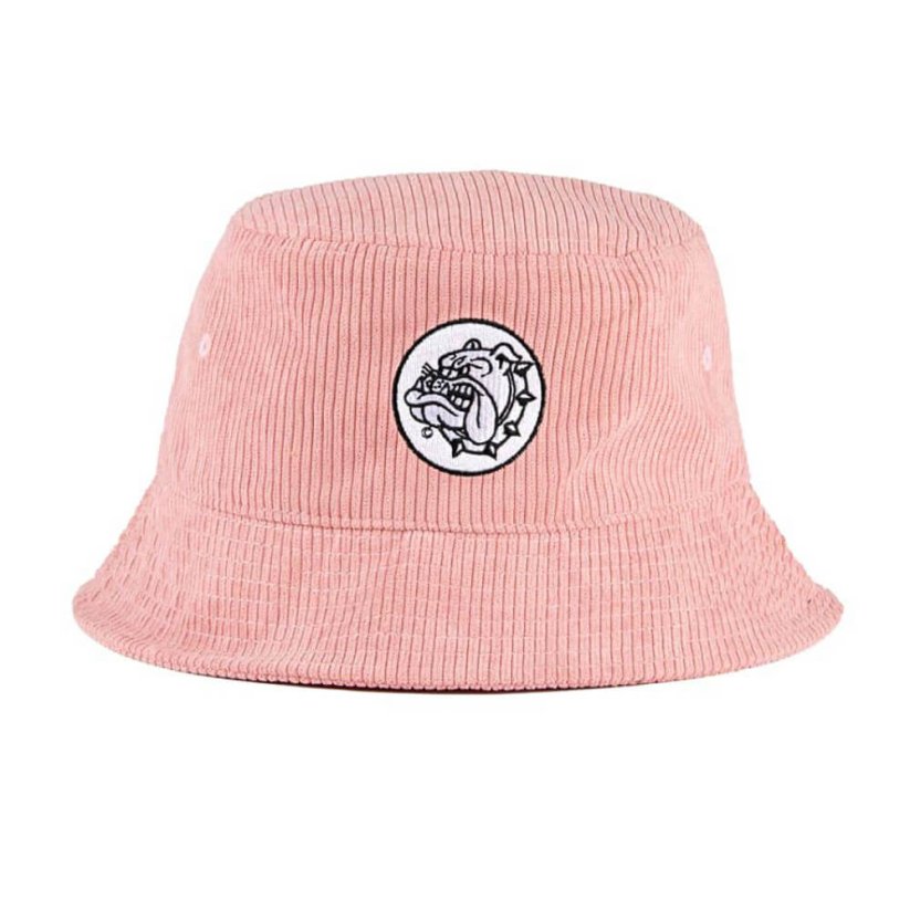 Cappello a secchiello con ricamo Bulldog Rosa