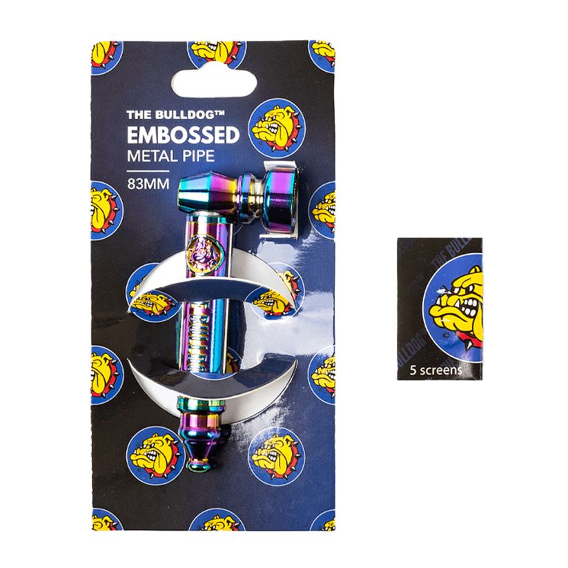 Set di pipe in metallo goffrato Bulldog Rainbow, 83 mm