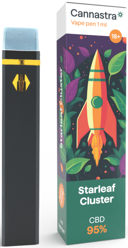 Cannastra CBD Vape Pen jetable Starleaf Cluster, CBD 95 %, 1 ml