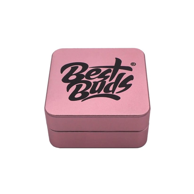 Best Buds Flat Square Aluminium Grinder Flamingo, 2 parts, 50 mm