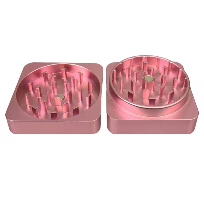 Best Buds Flat Square Aluminium Grinder Flamingo, 2 parts, 50 mm