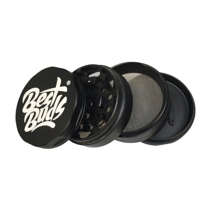 Best Buds Mighty Grinder din aluminiu negru, 4 părți, 60 mm