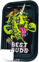 Best Buds LSD Bandeja metálica grande para liar con tarjeta magnética para grinder