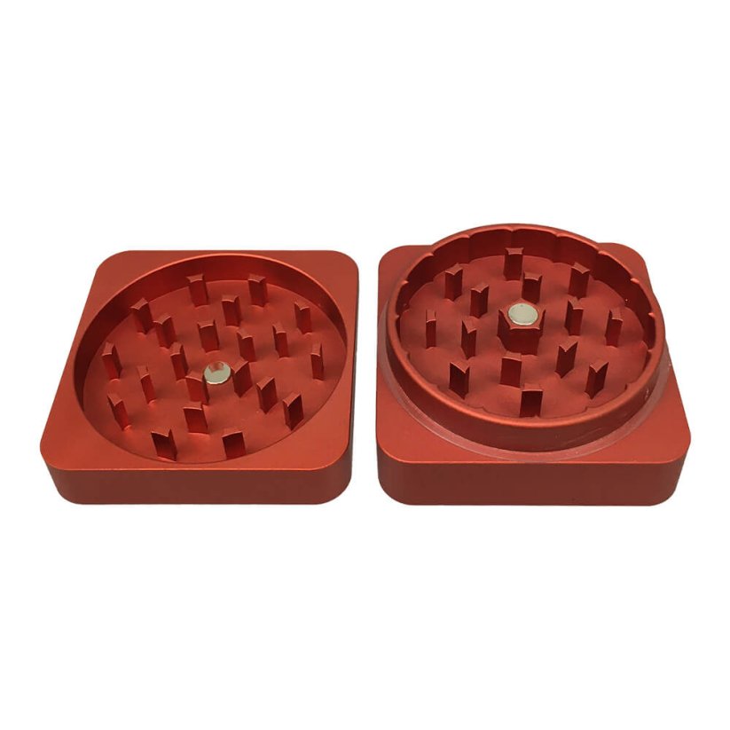 Best Buds Flat Square Aluminium Grinder Rust, 2 parts, 50 mm