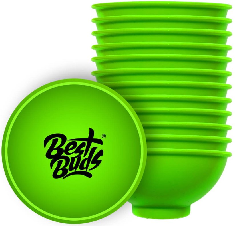 Bol à mélanger en silicone Best Buds 7 cm, vert avec logo noir