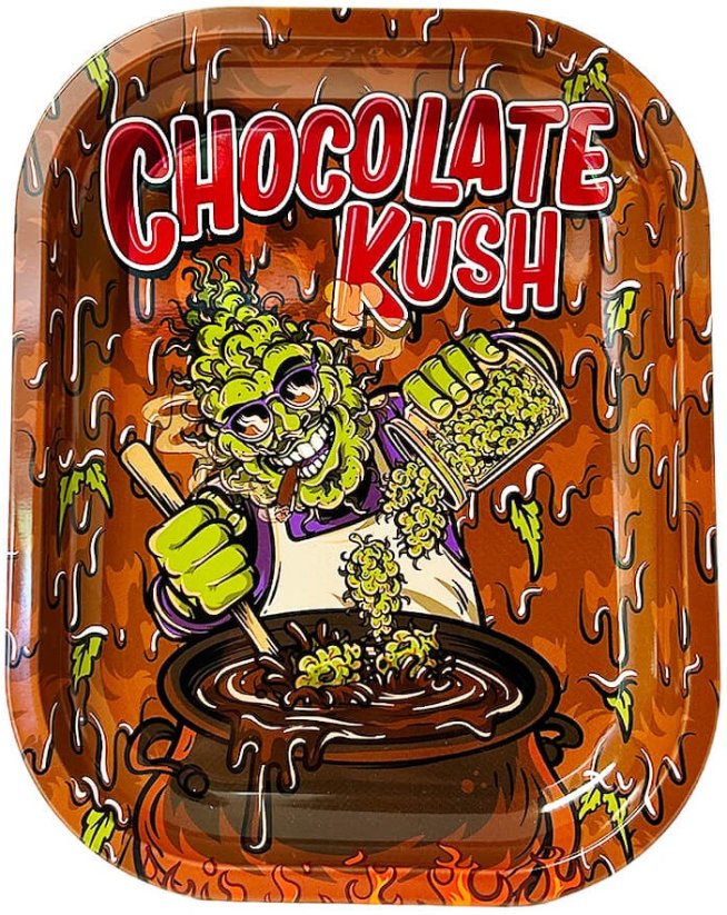 Best Buds Chocolate Kush Metal Rolling Tray Pieni, 14x18 cm.