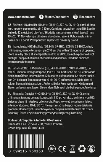 Cannastra Cartouche HHC Lemon Star Cruise, 99 %, 0,5 ml